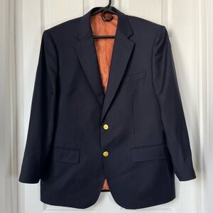 BARONI Prive Super 150s wool gold button suits blazer jacket navy blue 44R